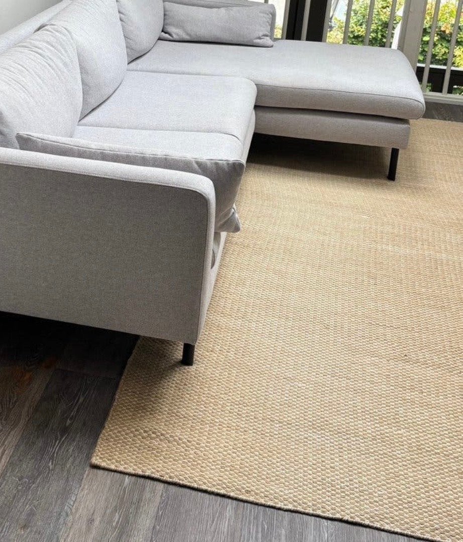 HAY Moire Kelim vloerkleed 200x300 cm kleur Cinnamon, Ophalen, Beige, Scandinavisch, Zo goed als nieuw