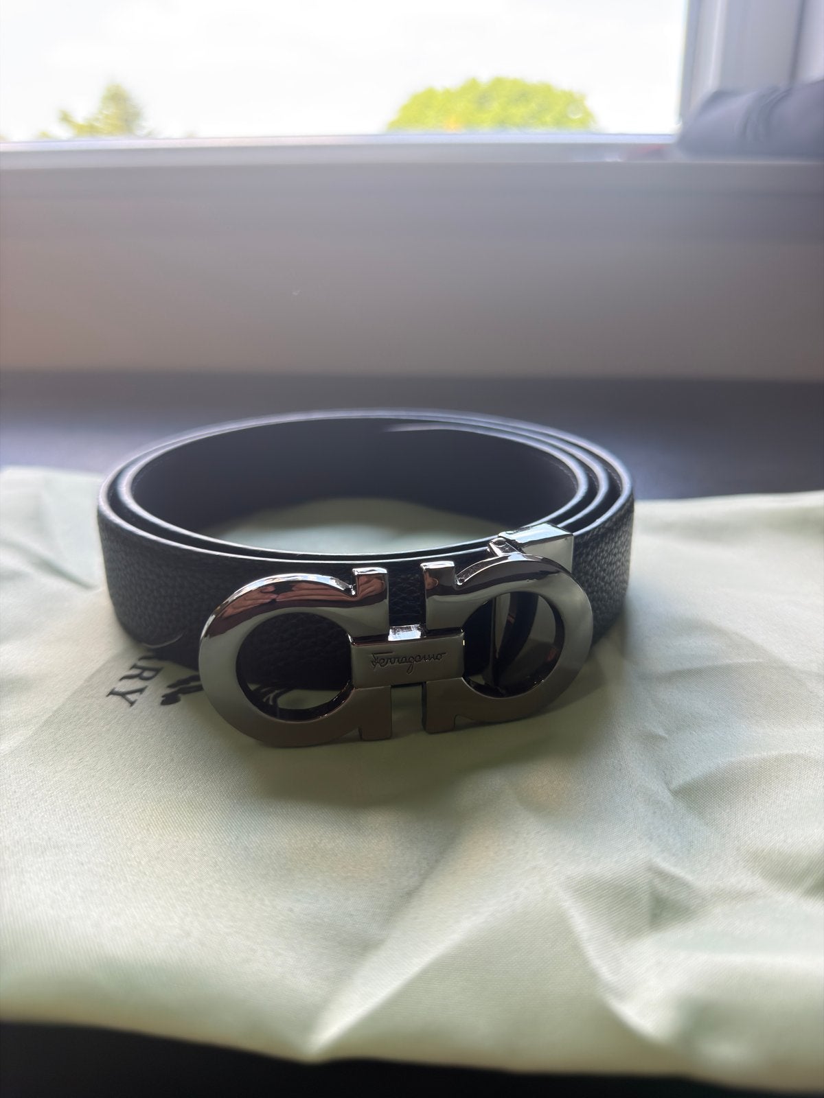 Ferragamo riem 110cm, Kleding | Heren, Ophalen of Verzenden, Zo goed als nieuw, Zwart, 105 tot 115 cm