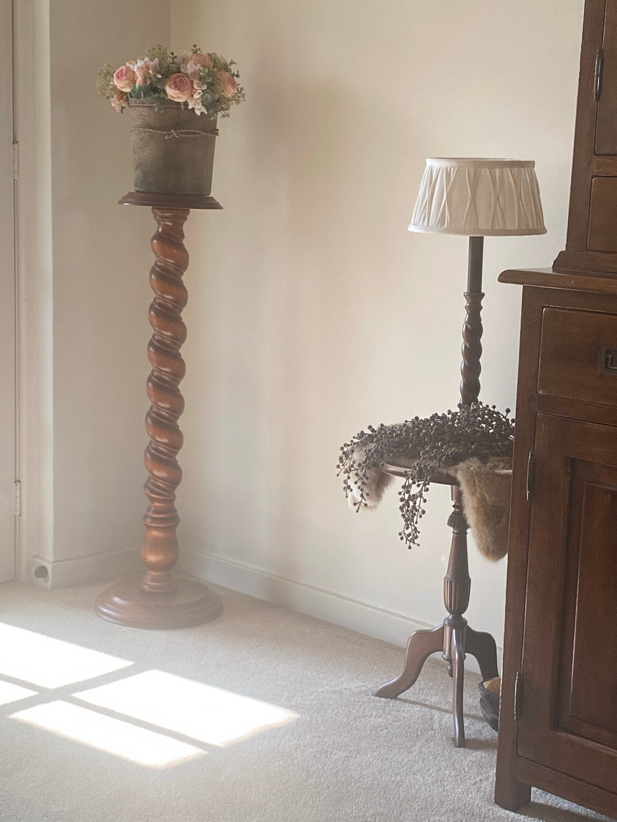 Decoratieve Plantenzuil van Hout, Hout, Gebruikt, Ophalen of Verzenden, Klassiek