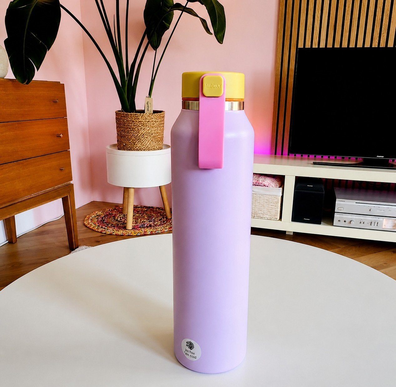 MEOKY Thermosfles -  500 ml - Roze met Okergeel, Overige typen, Nieuw, Ophalen of Verzenden, Roze