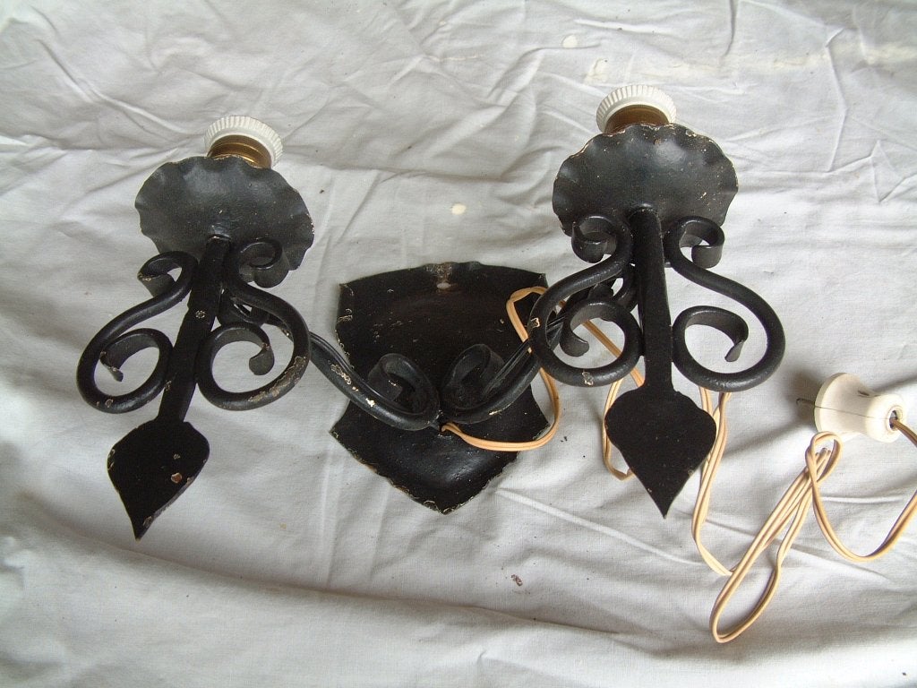 oude wandlamp smeedijzer, Ophalen of Verzenden, Gebruikt