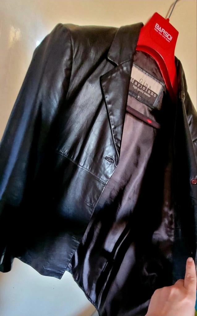 Gina Mariolana Zwart Leren Jasje - Maat 46, Kleding | Dames, Jassen | Zomer, Zwart, Maat 46/48 (XL) of groter, Ophalen of Verzenden