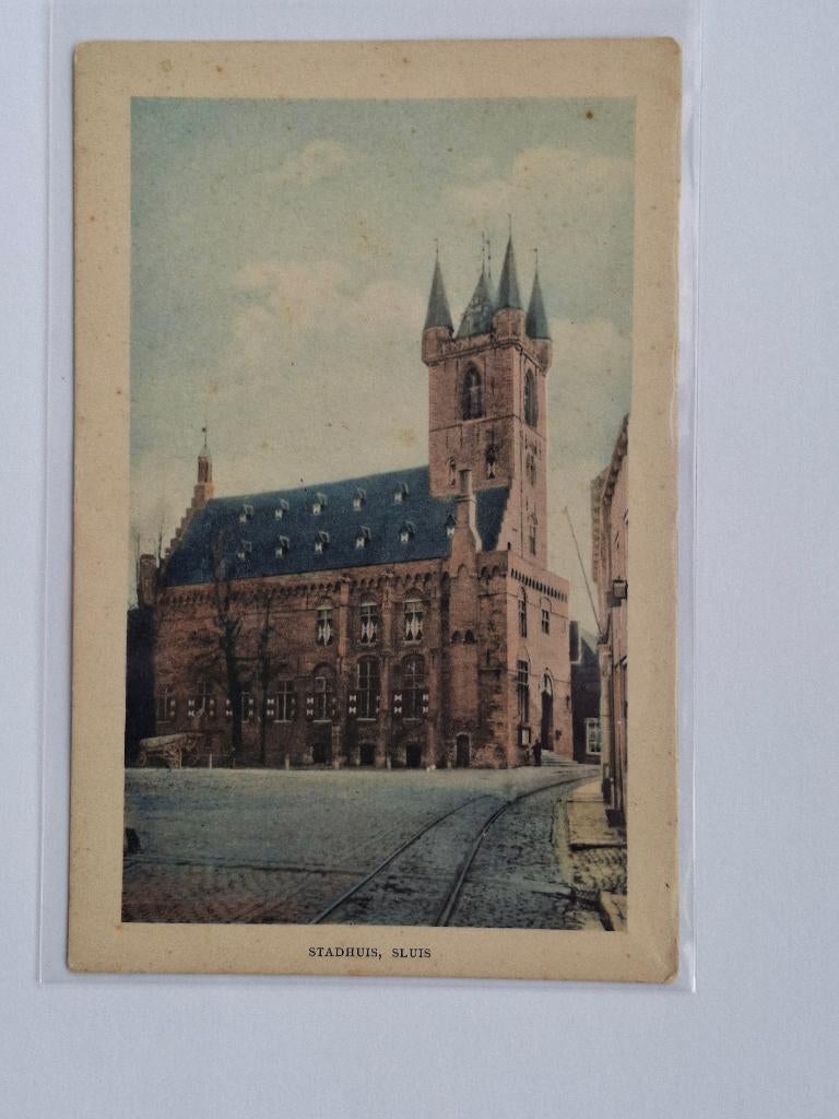 Ansichtkaart Sluis Stadhuis, Ophalen of Verzenden, Voor 1920, Gelopen, Zeeland