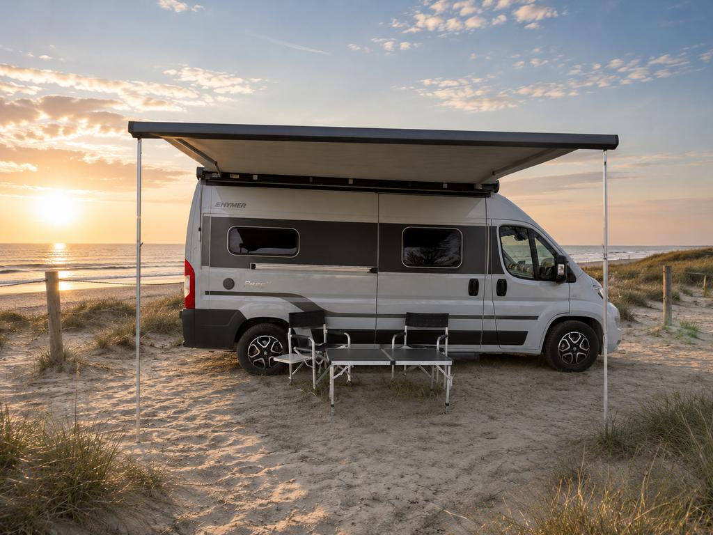 Te huur Hymer Free 602 buscamper 4p automaat met hefdak 2024, Caravans en Kamperen, Verhuur