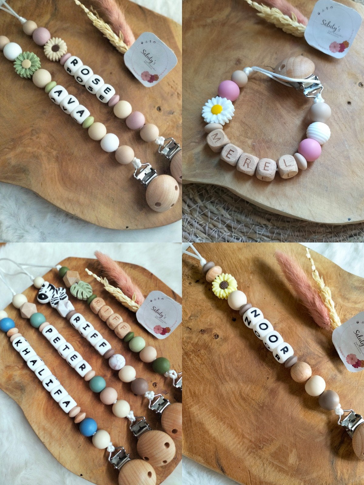 Actie ✨ (kraam)cadeautje • Speenkoord met of zonder naam, Kraamcadeau, Nieuw, Ophalen of Verzenden, Saluty's kinder- en kraamcadeaus