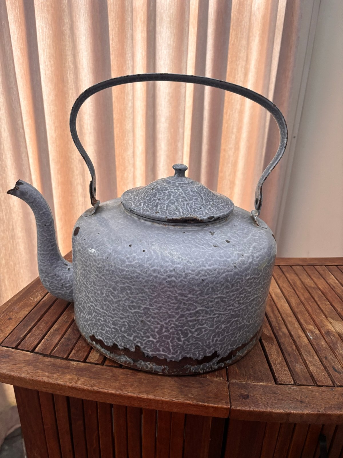 Antieke geëmailleerde theeketel - Vintage decoratie, Ophalen of Verzenden