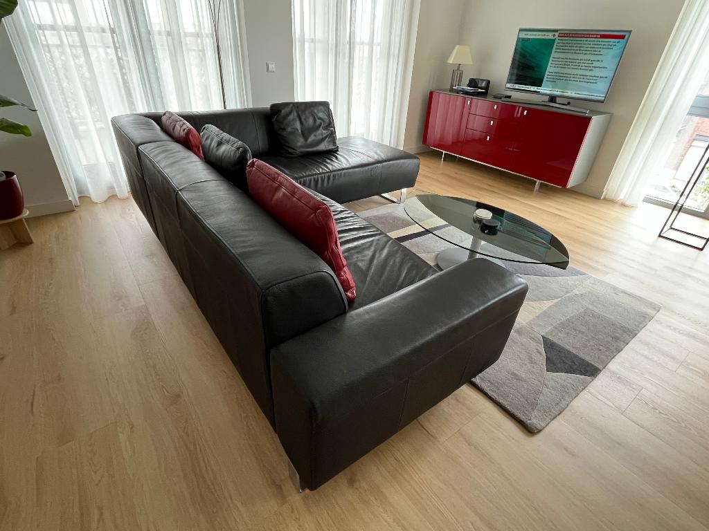 Leren Hoek- Lounge Bankstel, Huis en Inrichting, Banken | Bankstellen, Gebruikt, Minder dan 75 cm, Hoekbank, Leer