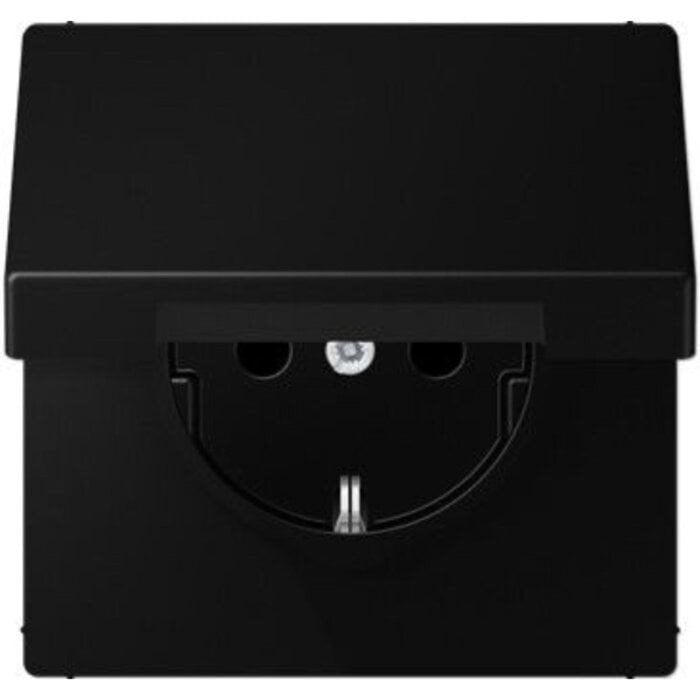 Jung wandcontactdoos RA m/deksel inbouw Mat zwart incl raam, Ophalen of Verzenden, Nieuw, Jung, Stopcontact
