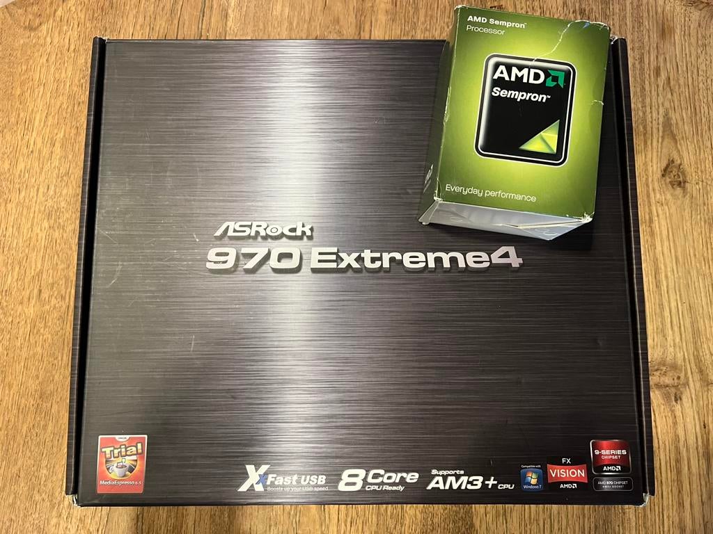 Asrock 970 Extreme 4 moederbord + sempron processor/cpu, Ophalen of Verzenden, Zo goed als nieuw, GDDR5