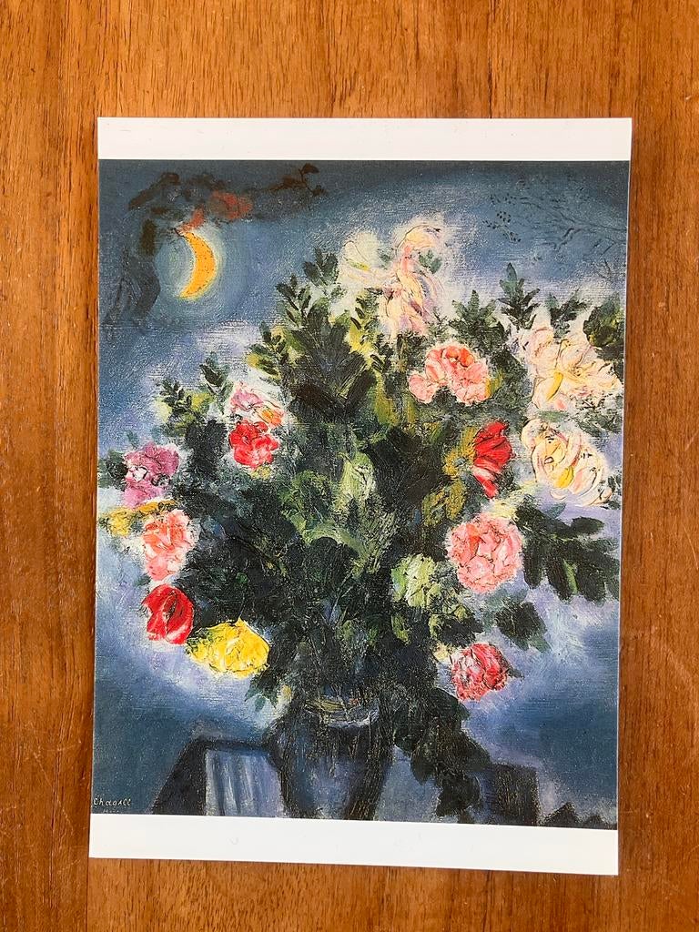 Marc Chagall - Bloemenstilleven met Maan en Geliefden, Verzamelen, Ansichtkaarten | Themakaarten, Ongelopen, 1980 tot heden, Natuur
