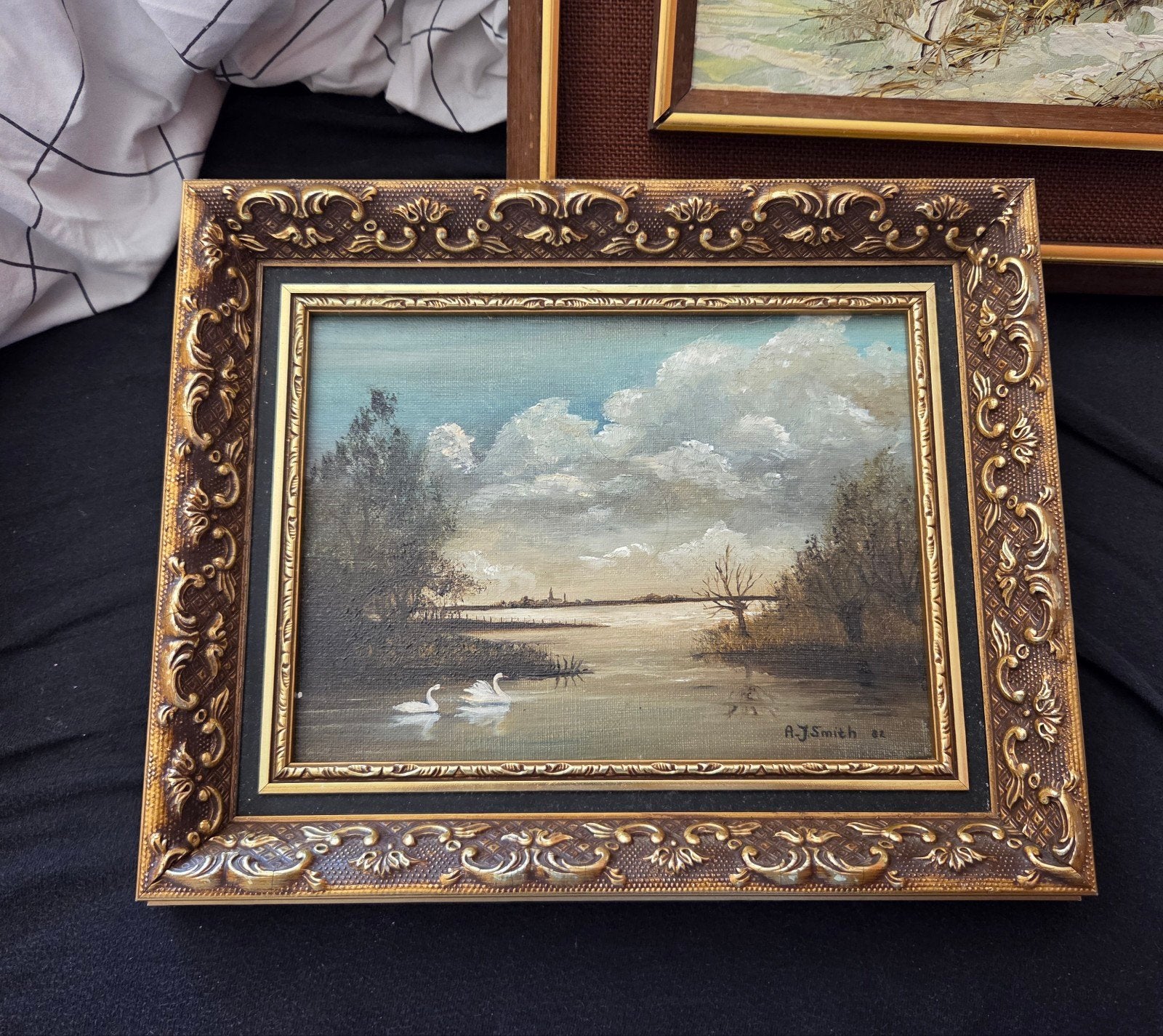 Klassiek Landschap Schilderij met Zwanen en Water, Antiek en Kunst, Kunst | Schilderijen | Klassiek, Ophalen
