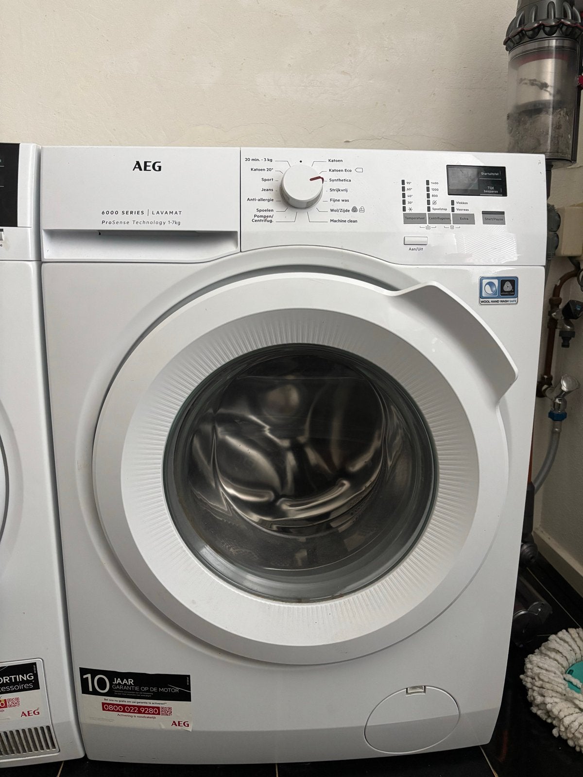 AEG 6000 Series ProSense wasmachine 7 kg - 1400 toeren, Ophalen, Gebruikt, Voorlader, Kort programma