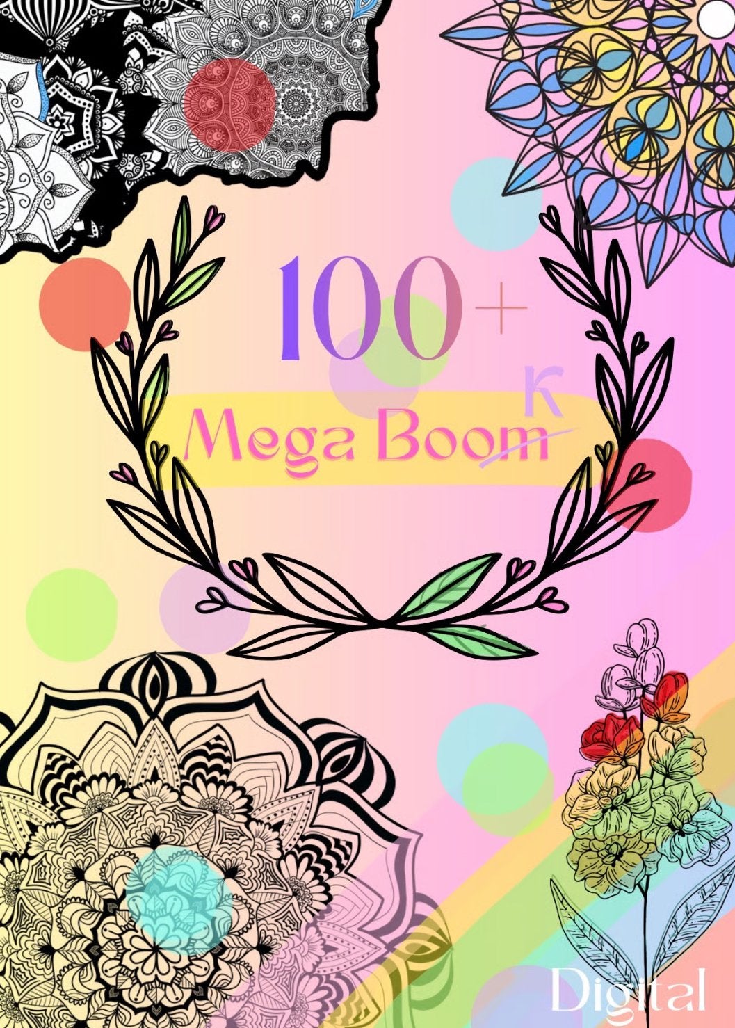 DIGITAL PDF Mega Antistress Coloring Book 100 Pages, Ophalen of Verzenden, Nieuw, Boek of Gids