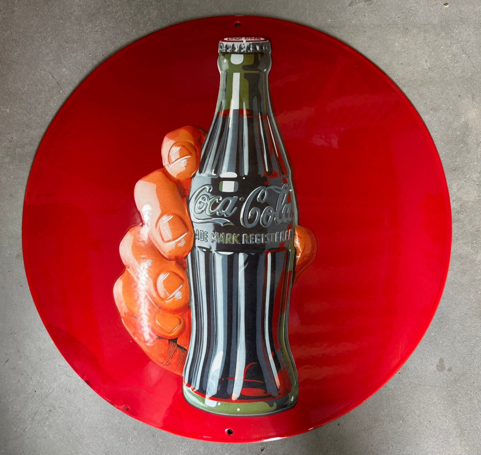 Emaille bord coca cola groot formaat 50 cm, Verzamelen, Merken en Reclamevoorwerpen, Ophalen of Verzenden, Zo goed als nieuw, Reclamebord