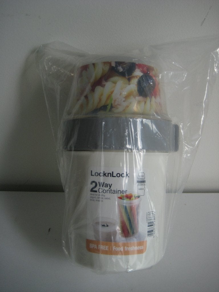 LocknLock yoghurtbeker 2 way container beige en grijs NIEUW, Beige, Overige typen, Kunststof, Nieuw