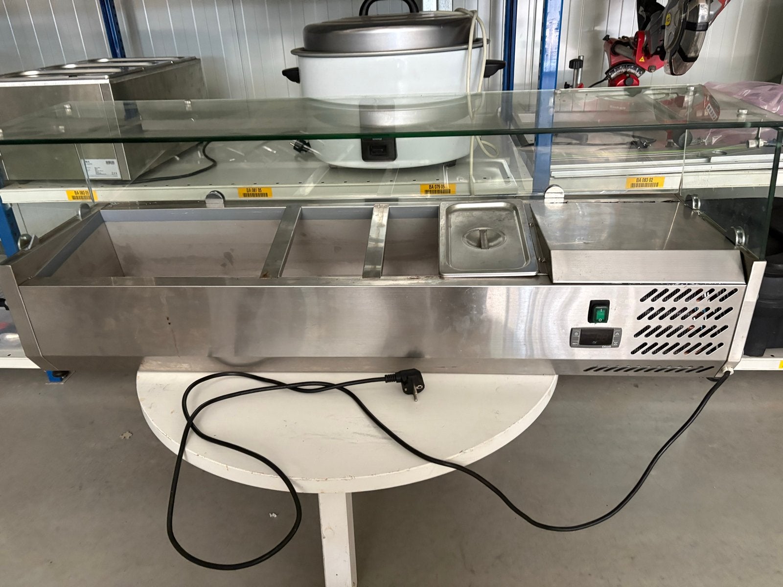 RVS Koelvitrine met glazen opbouw, Ophalen, Gebruikt