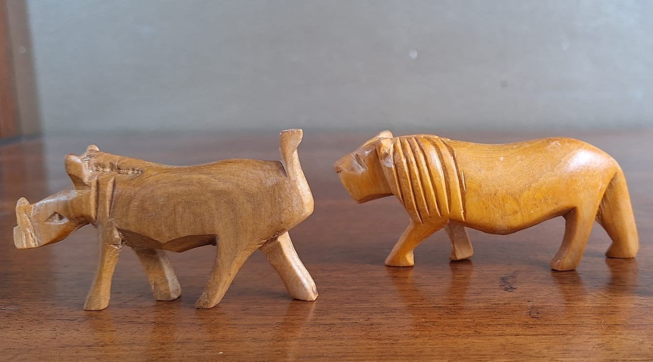 handgesneden houten diertjes, Ophalen of Verzenden, Gebruikt, Wild dier, Beeldje of Figuurtje