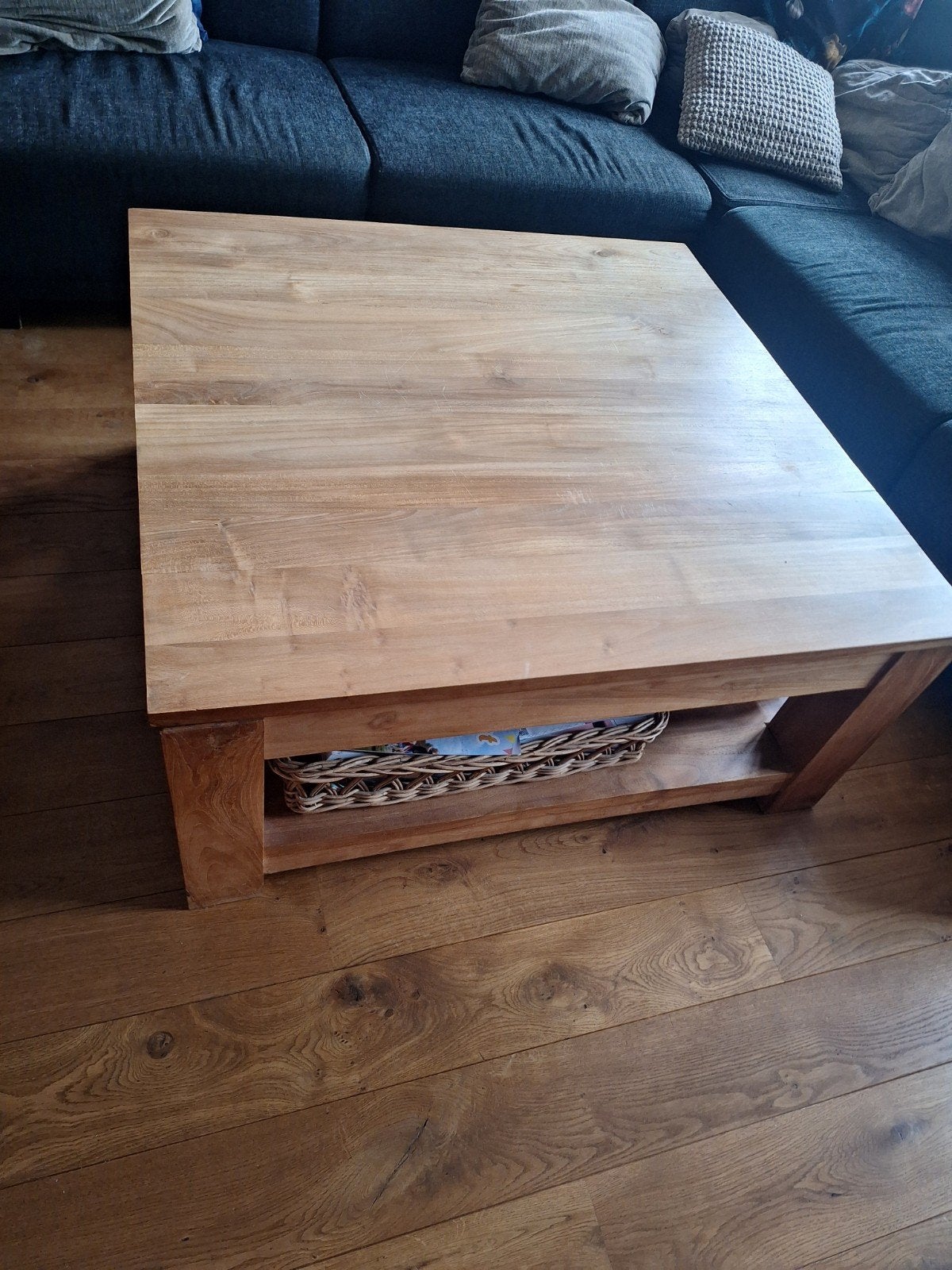 Houten salontafel met opbergruimte, Ophalen, Gebruikt, 50 tot 100 cm, 50 tot 100 cm