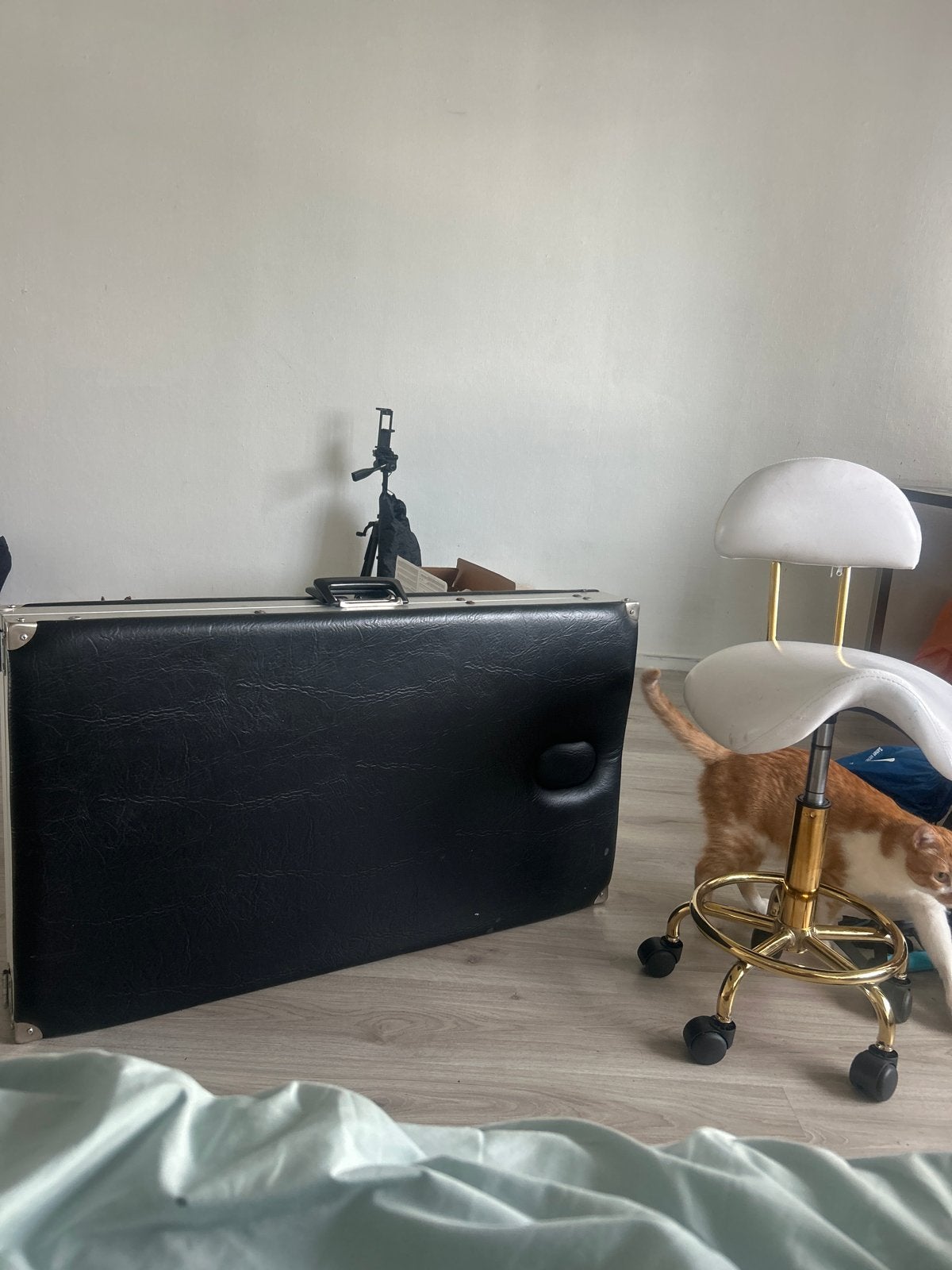 Massagetafel en rolstoel op wieltjes voor tattoo/kapper, Ophalen, Gebruikt