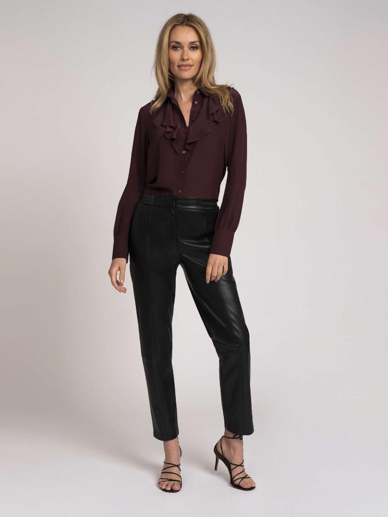 Zwarte Lange Leren Broek - Fifth House * Mt. 38 / 40 *, Maat 38/40 (M), Zwart, Ophalen of Verzenden, Zo goed als nieuw