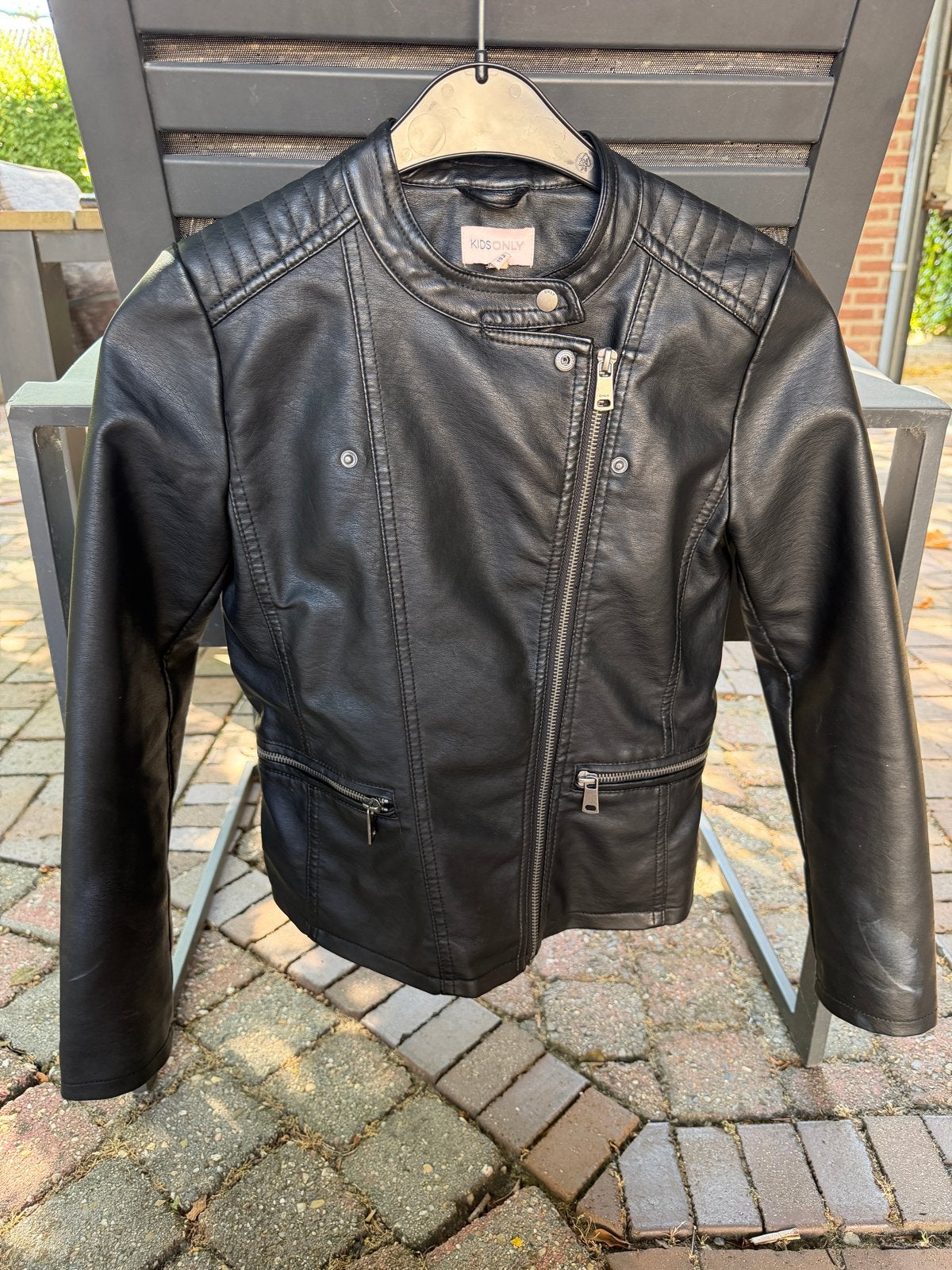Kids Only Zwart Imitatie Leren Jas Maat 152, Ophalen of Verzenden, Zo goed als nieuw, Meisje, Jas