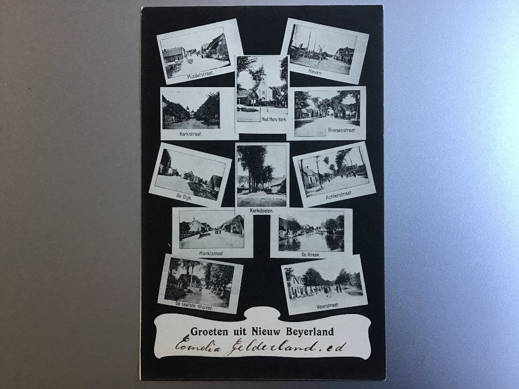 Oude ansicht Nieuw Beijerland -diverse straatbeelden ca1903, Verzamelen, Ophalen of Verzenden, Voor 1920, Gelopen, Zuid-Holland