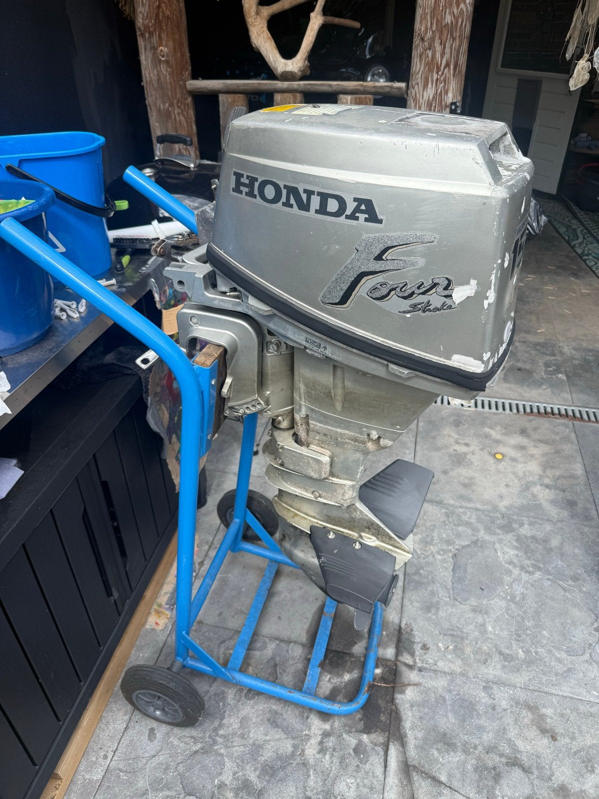 Honda 15 PK buitenboordmotor met elektrische start en accu, Ophalen, 10 tot 30 pk, Gebruikt, Met afstandsbediening