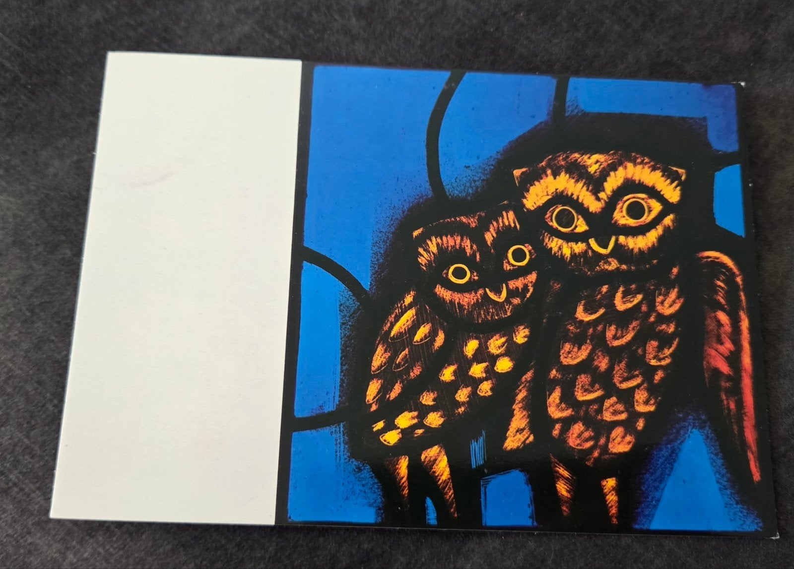 Vintage Franse ansichtkaart met uilen, jaren '60, Verzamelen, Ansichtkaarten | Dieren, Verzenden, 1960 tot 1980, Ongelopen, Vogel