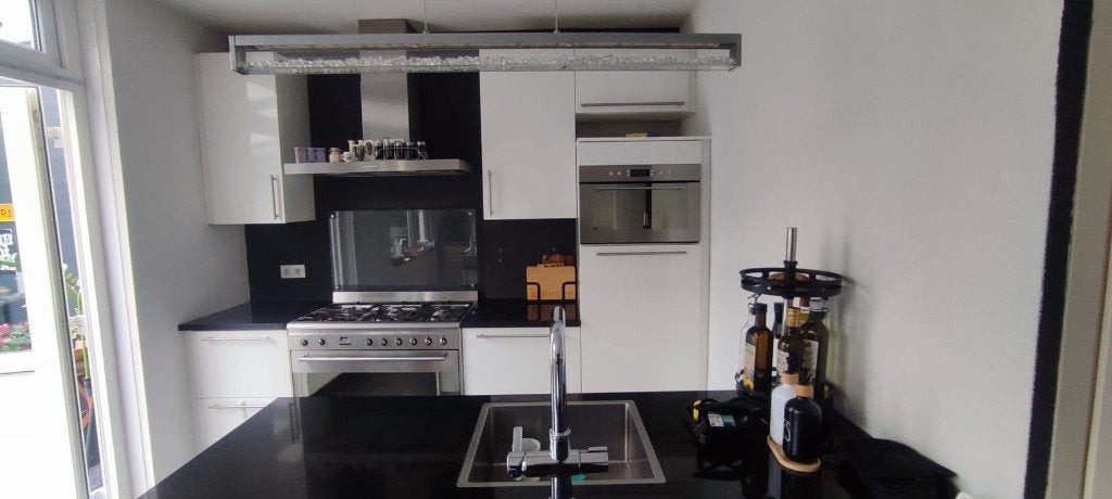 Complete keuken met kookeiland + apparatuur, Ophalen, Gebruikt, Wit, Graniet of Steen