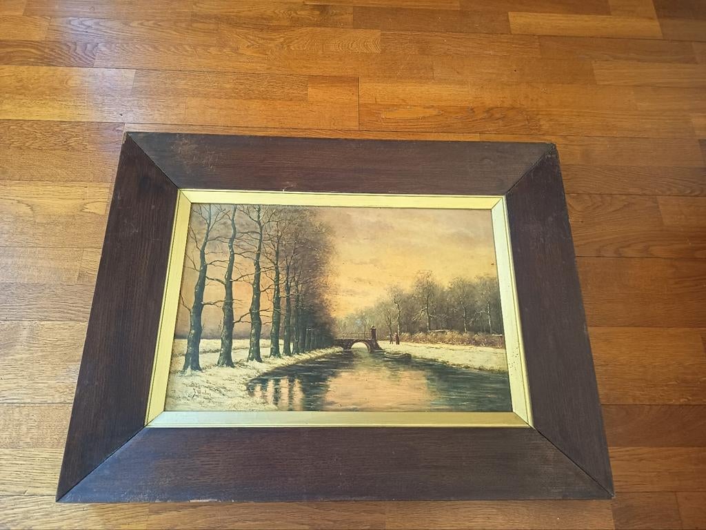 Jan Wouters schilderij op triples, Ophalen, Minder dan 50 cm, Minder dan 50 cm, Zo goed als nieuw