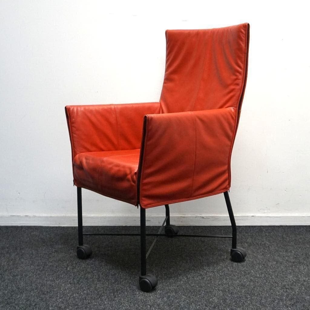 Montis Chaplin Design Stoelen | Oranje Leer | Verrijdbaar, Huis en Inrichting, Gebruikt, Overige kleuren, -, -
