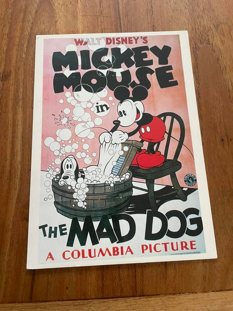 Oude kaart Walt Disney’s Mickey Mouse in the mad dog, Ophalen of Verzenden, Mickey Mouse, Plaatje of Poster