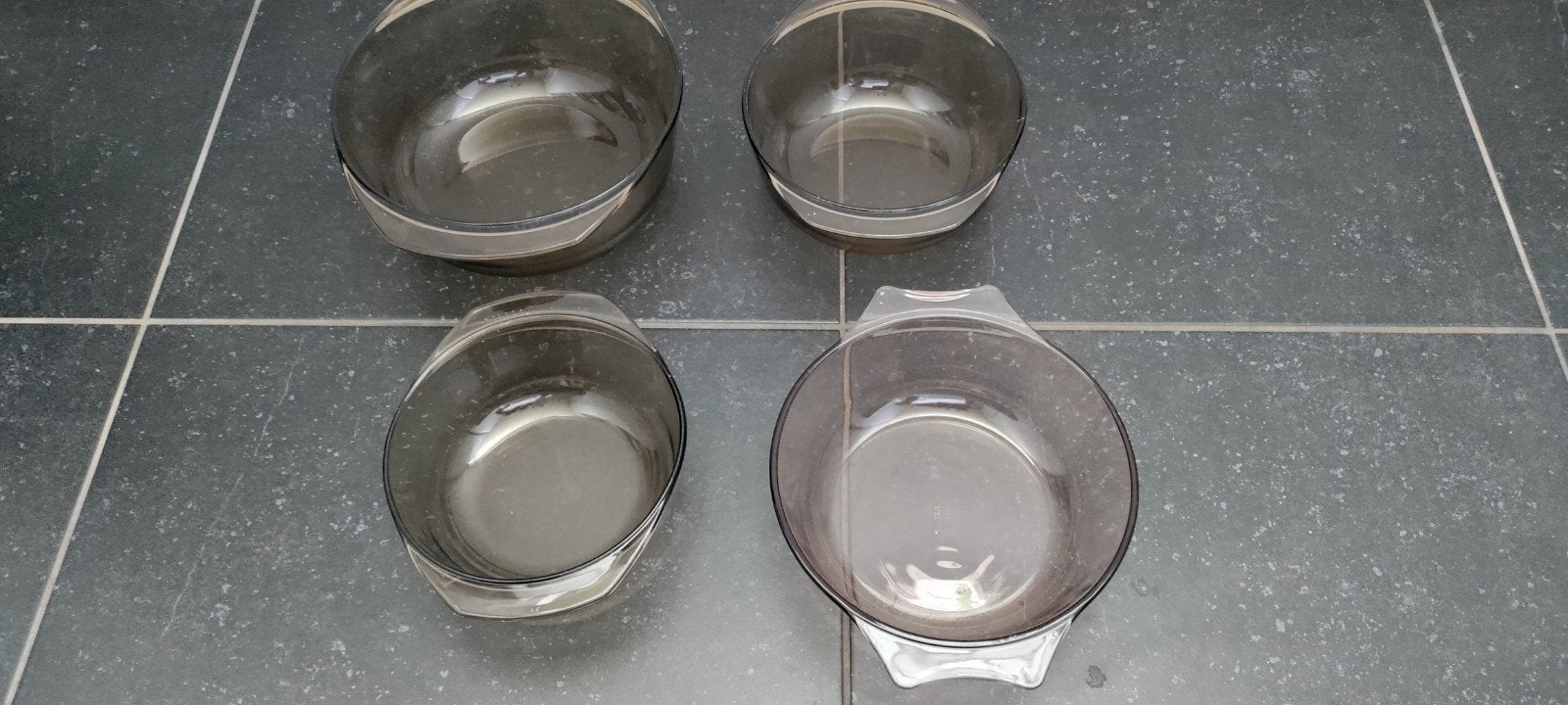 Arcopal OVENschalen,"gerookt",1980,BP tankstation,Glas, Ophalen of Verzenden, Zo goed als nieuw, Overige merken, Glas