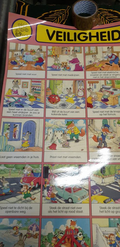 veiligheids poster voor kinderen, Diversen, Rommelmarktspullen, Ophalen of Verzenden, 'T Olde Gre-j, Info@toldegrej.nl, Endepoelstraat 20f Didam