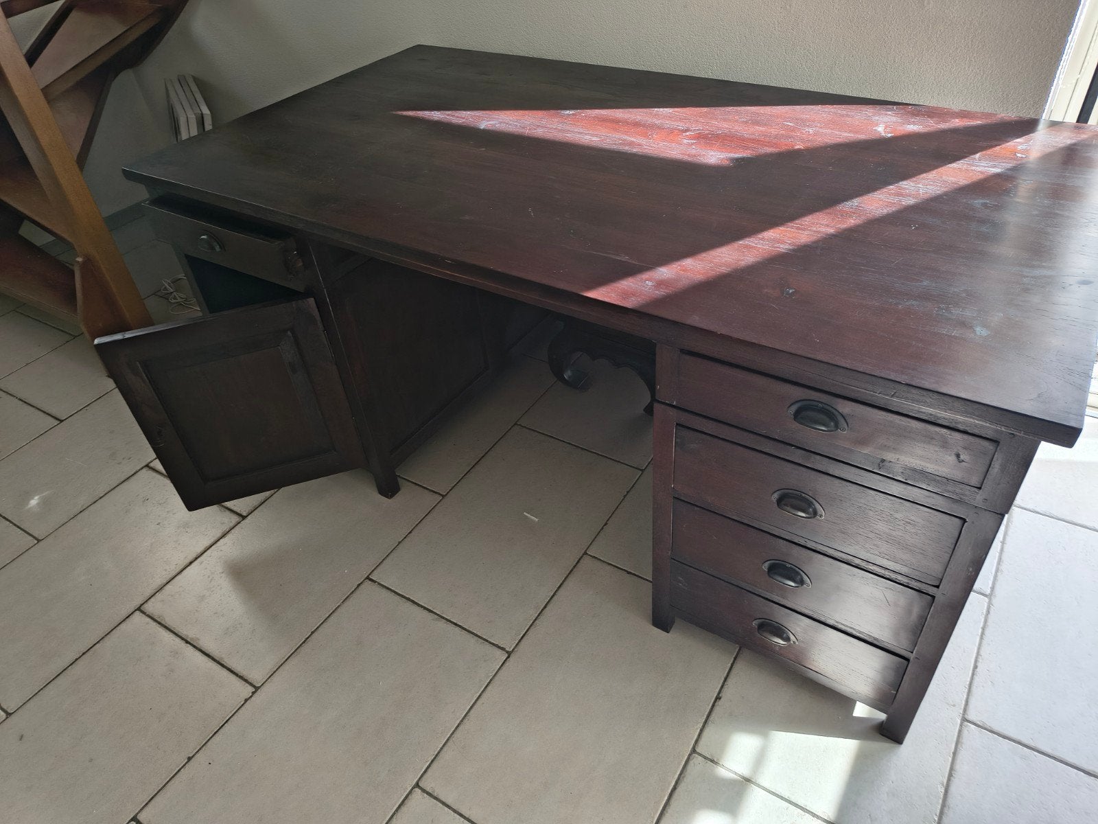 Bureau donkerbruin, Huis en Inrichting, Ophalen, Gebruikt, Antiek, Hout