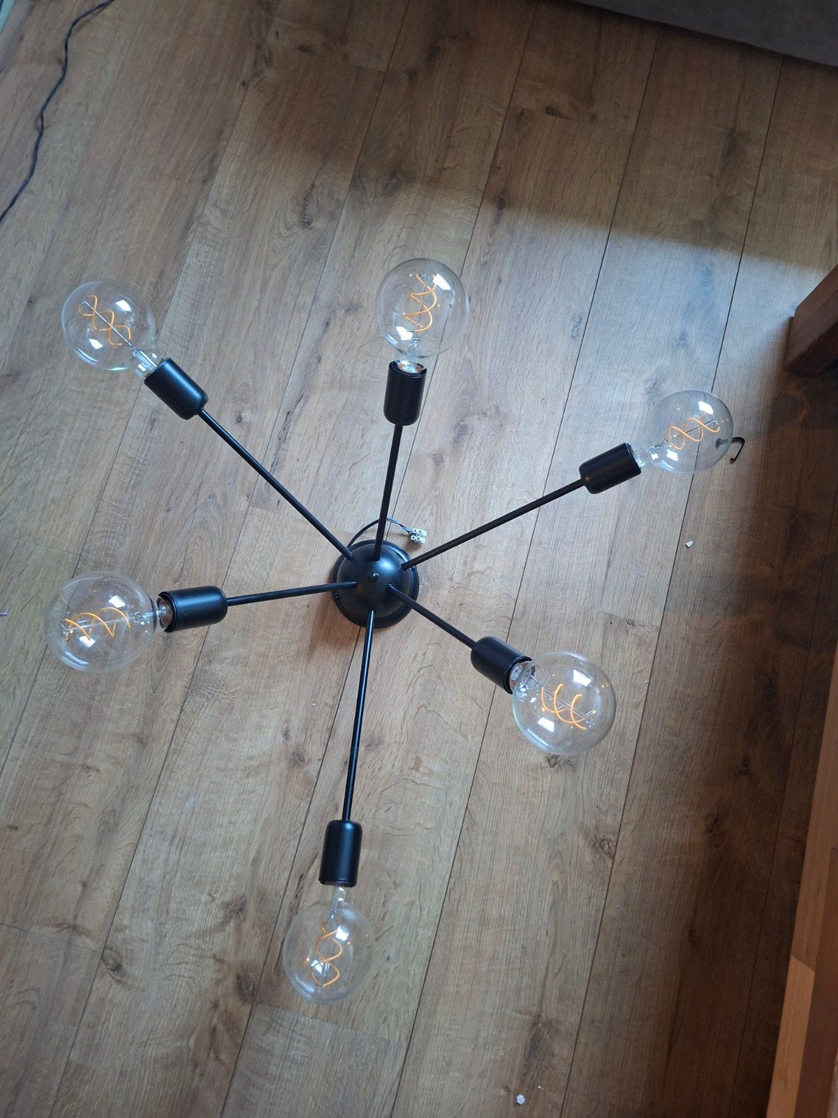 Moderne Zwarte Sputnik Plafondlamp met 6 Lichtpunten, Huis en Inrichting, Ophalen, E27 (groot), Metaal, Modern, Sputnik, Industrieel