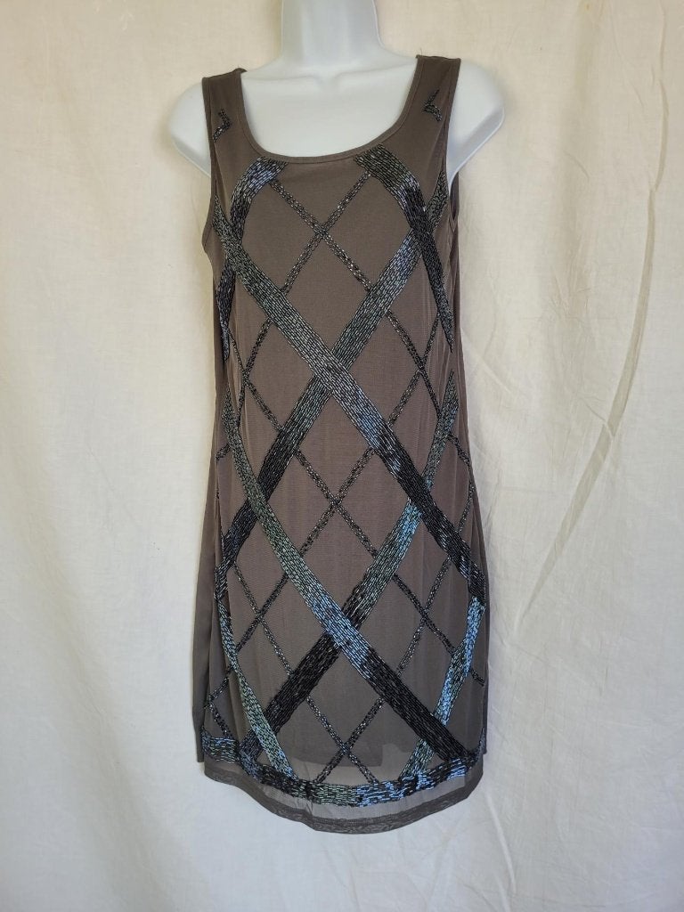 Stoere grijze jurk met paillettes mt M/L merk Sweewe, Maat 38/40 (M), ., Ophalen of Verzenden, Zo goed als nieuw