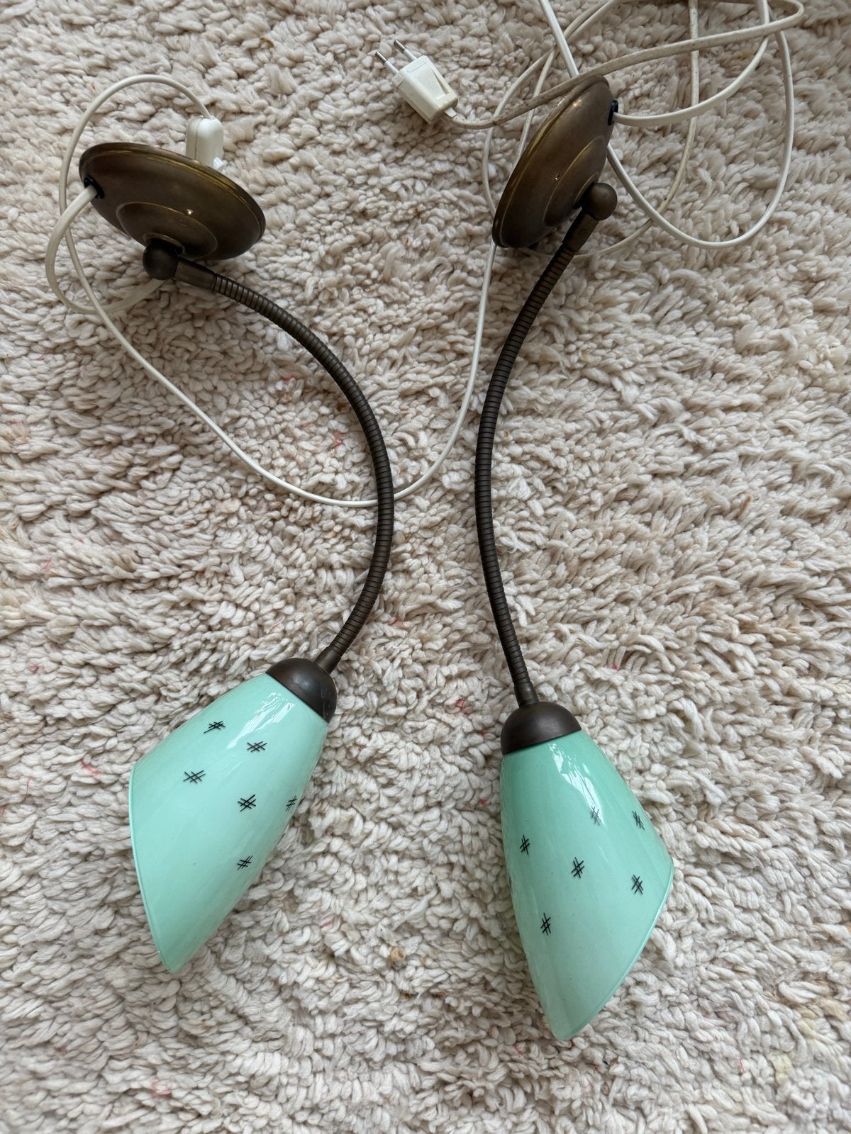 Gave vintage mintkleurige wandlampjes, Ophalen of Verzenden