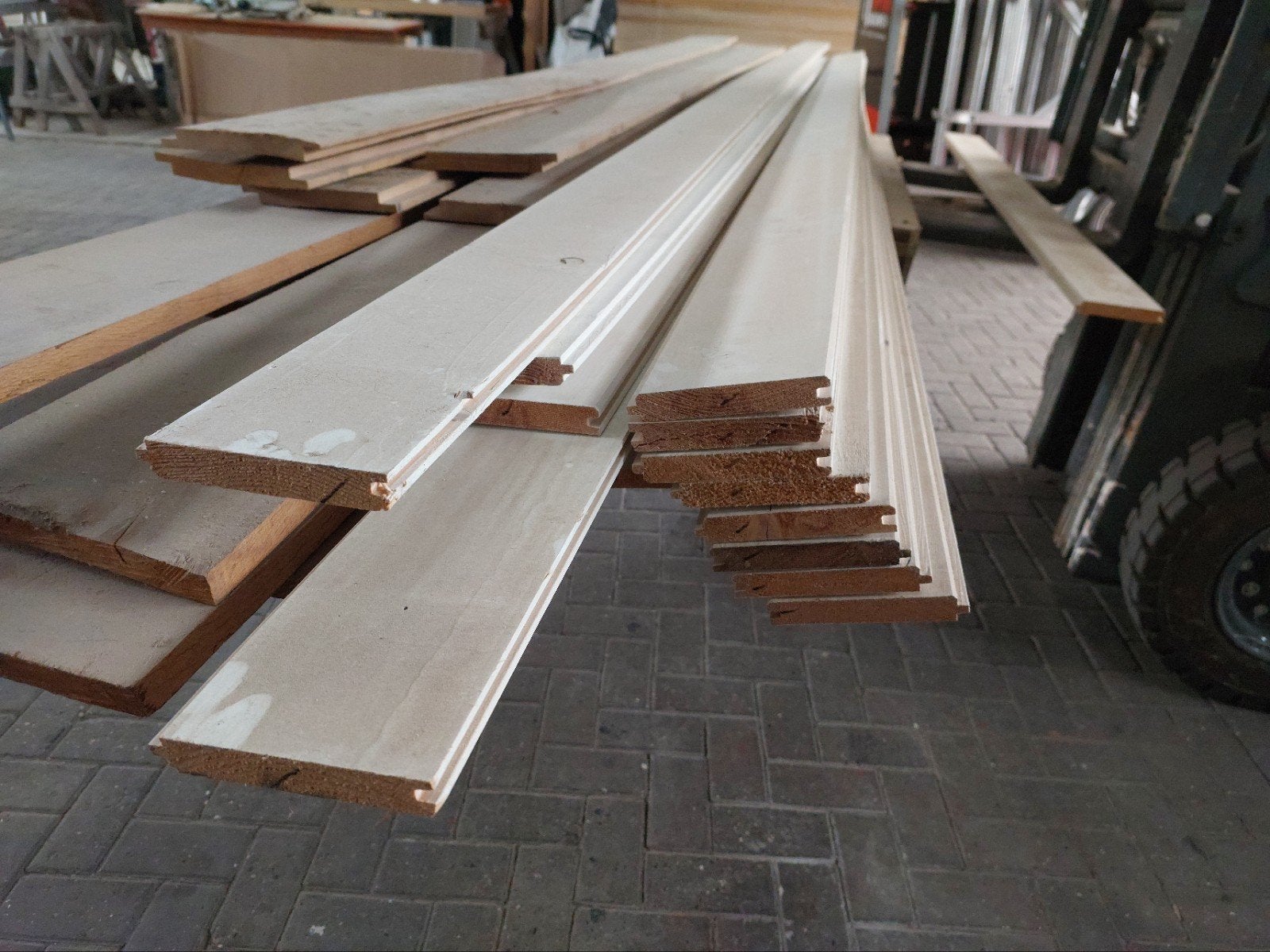 16 Wit gegronde vuren vloerdelen 18 x 113 x 3000 mm, Tuin en Terras, Palen, Balken en Planken, Ophalen, 250 cm of meer, Balken