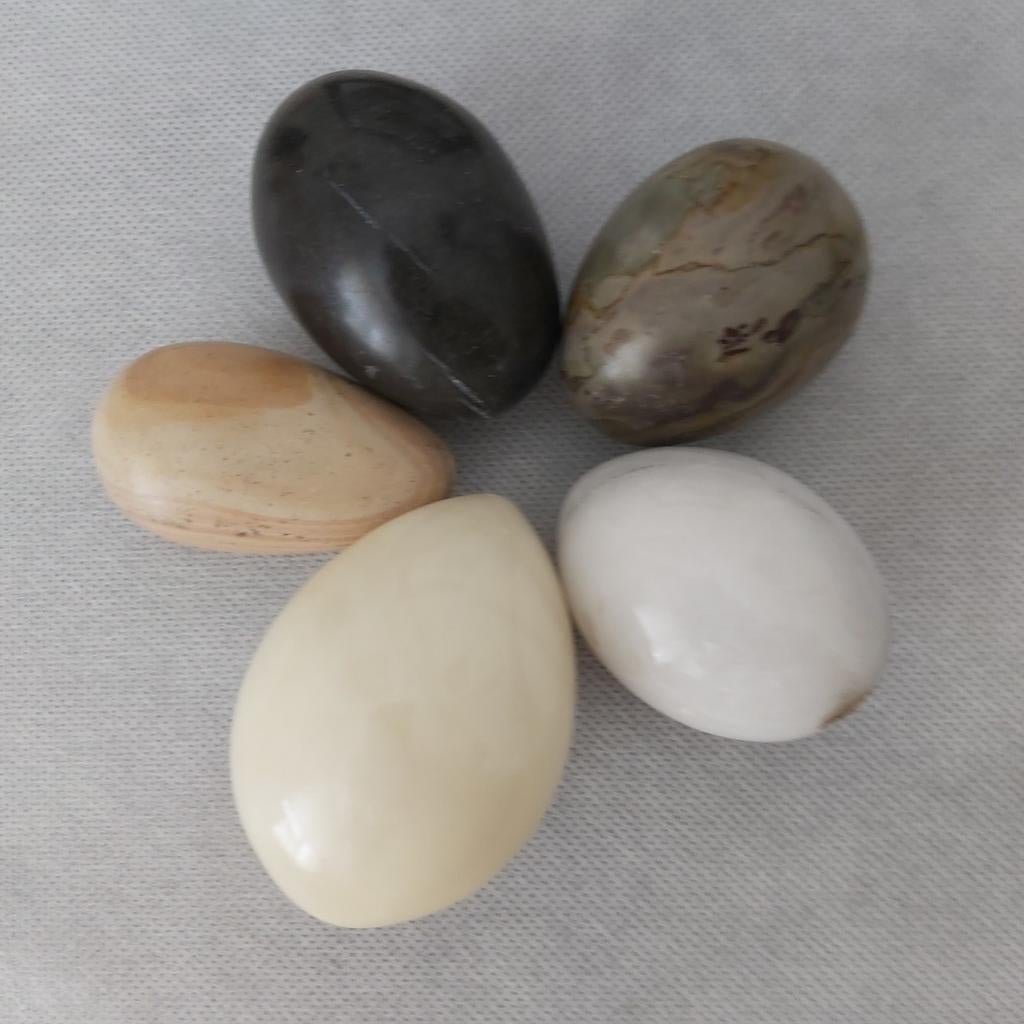 5 Mooie marmeren eieren, Verzamelen, Ophalen of Verzenden, Mineraal