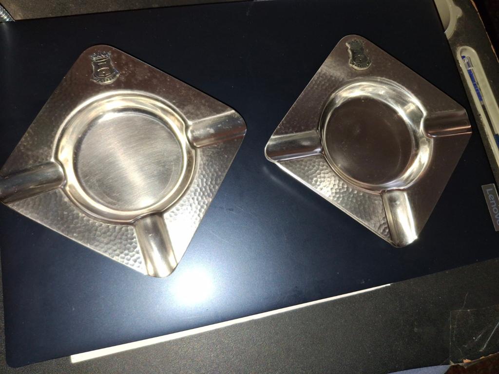 Set van 6 vintage rvs asbakken met het wapen van Gorssel, Ophalen of Verzenden