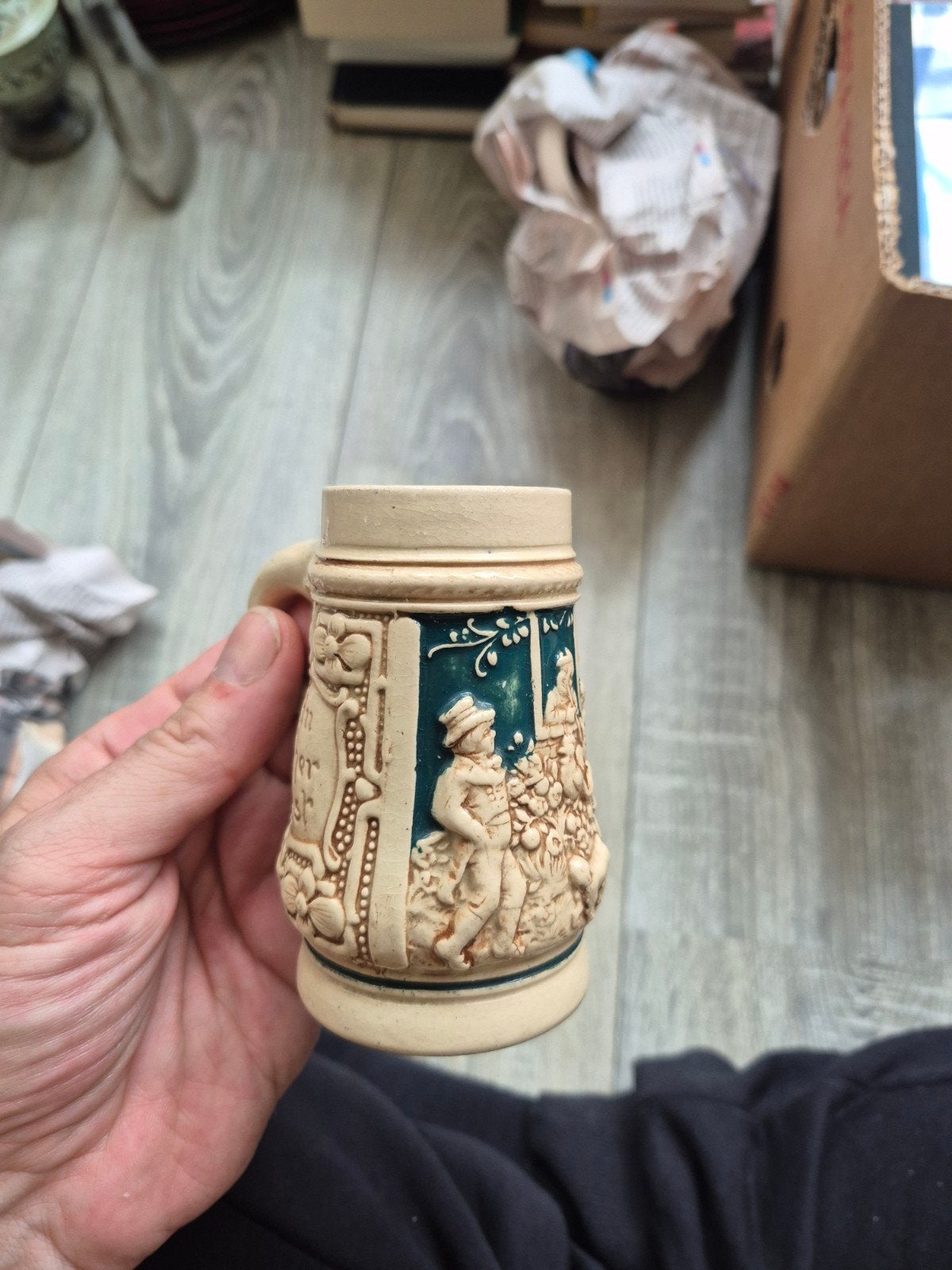 Vintage Bierpul met Reliëf - Duitsland, Antiek en Kunst, Ophalen of Verzenden