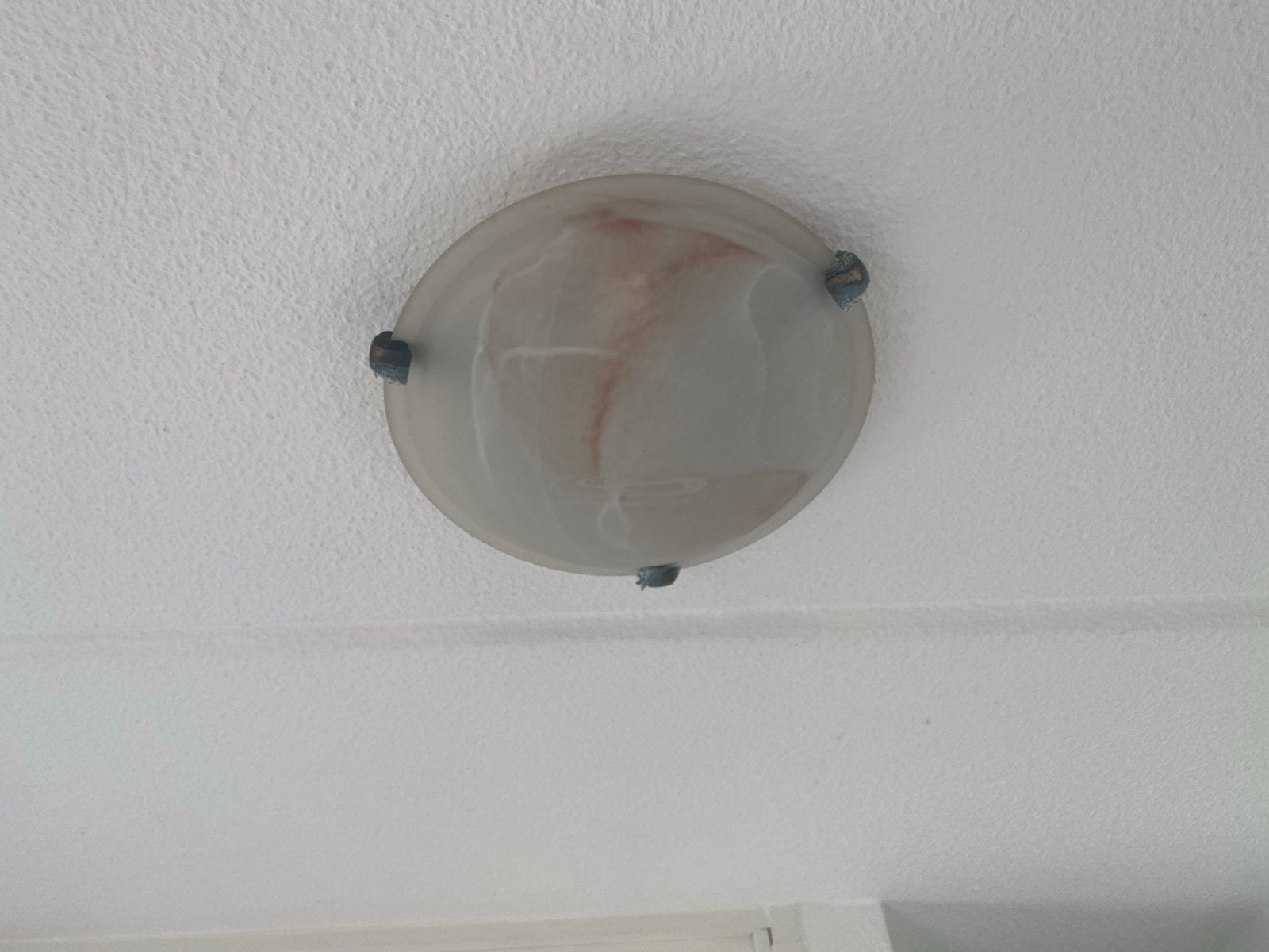 Plafondlamp met marmerlook glas, Ophalen, Gebruikt, Glas, Wit