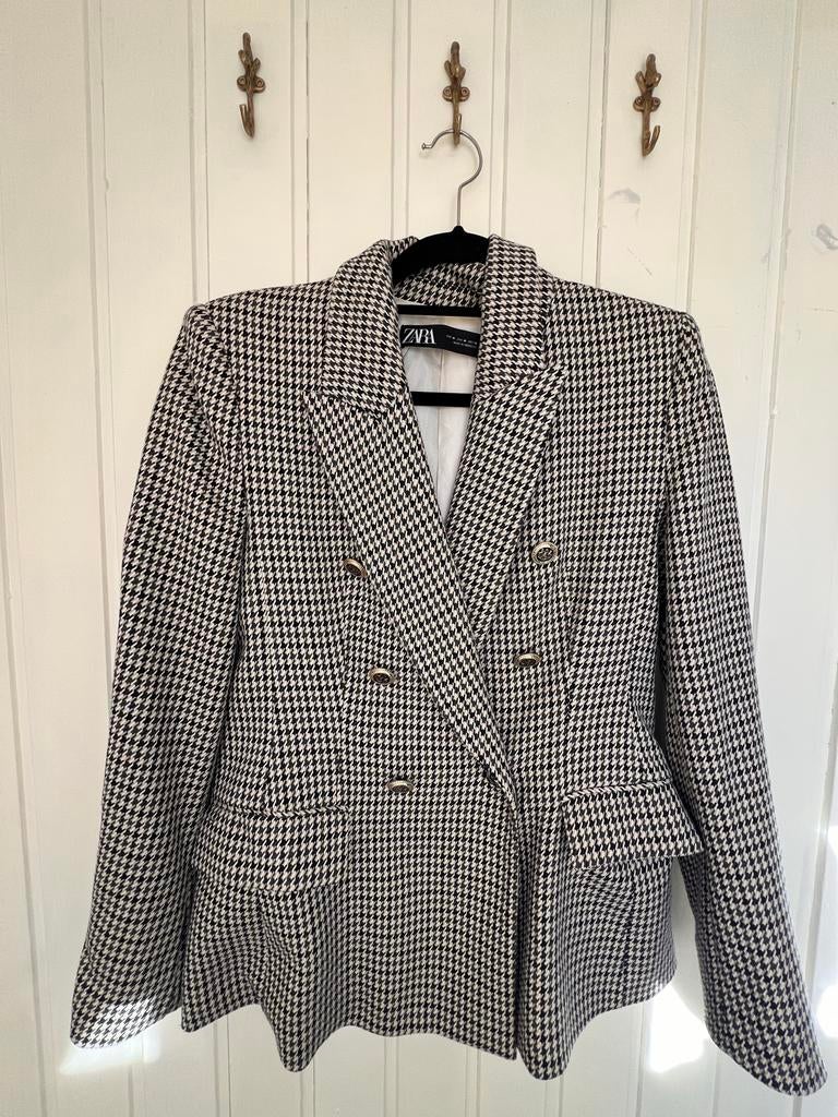Zara Pied-de-Poule Blazer Maat M, Maat 38/40 (M), Zwart, Ophalen of Verzenden, Zo goed als nieuw