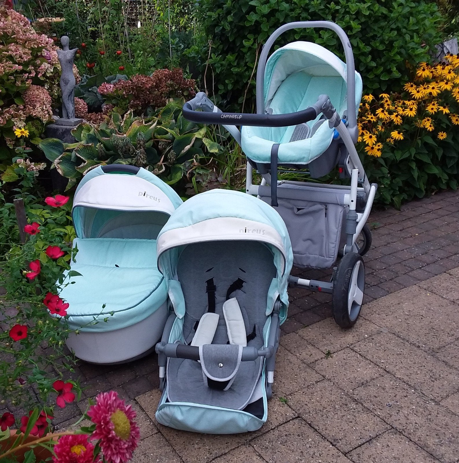 Camarelo Pireus Combiwagen 3-in-1 met accessoires, Kinderen en Baby's, Kinderwagens en Combinaties, Gebruikt, Met autostoeltje