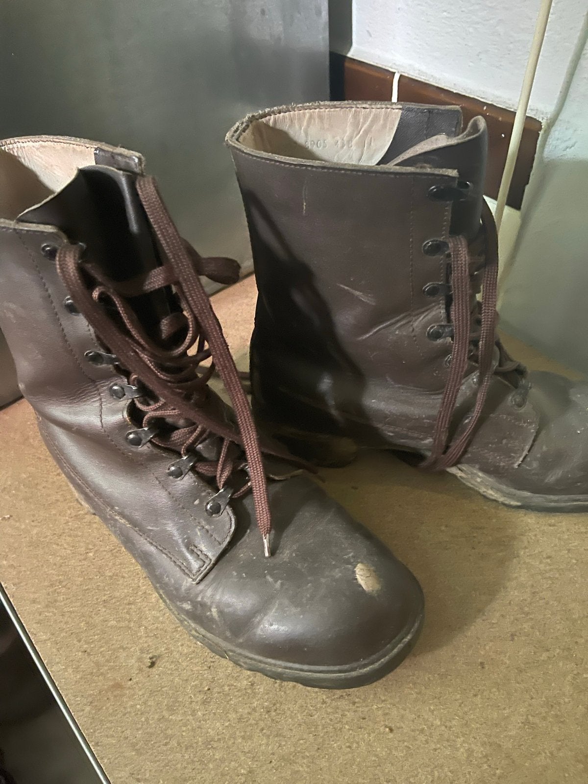 Vintage Legerschoenen - Bruine Leren Boots, Ophalen of Verzenden, Gedragen, Bruin, Boots