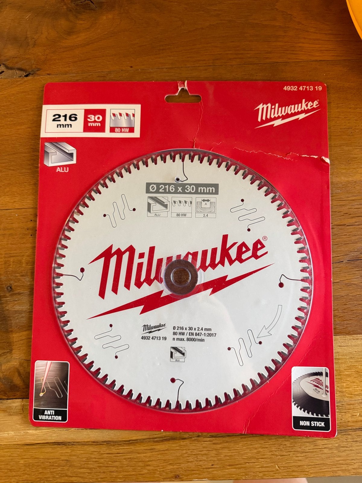 Milwaukee Cirkelzaagblad 216x30mm 80T voor Aluminium, Doe-het-zelf en Verbouw, Gereedschap | Zaagmachines, Ophalen, Nieuw, Cirkelzaag