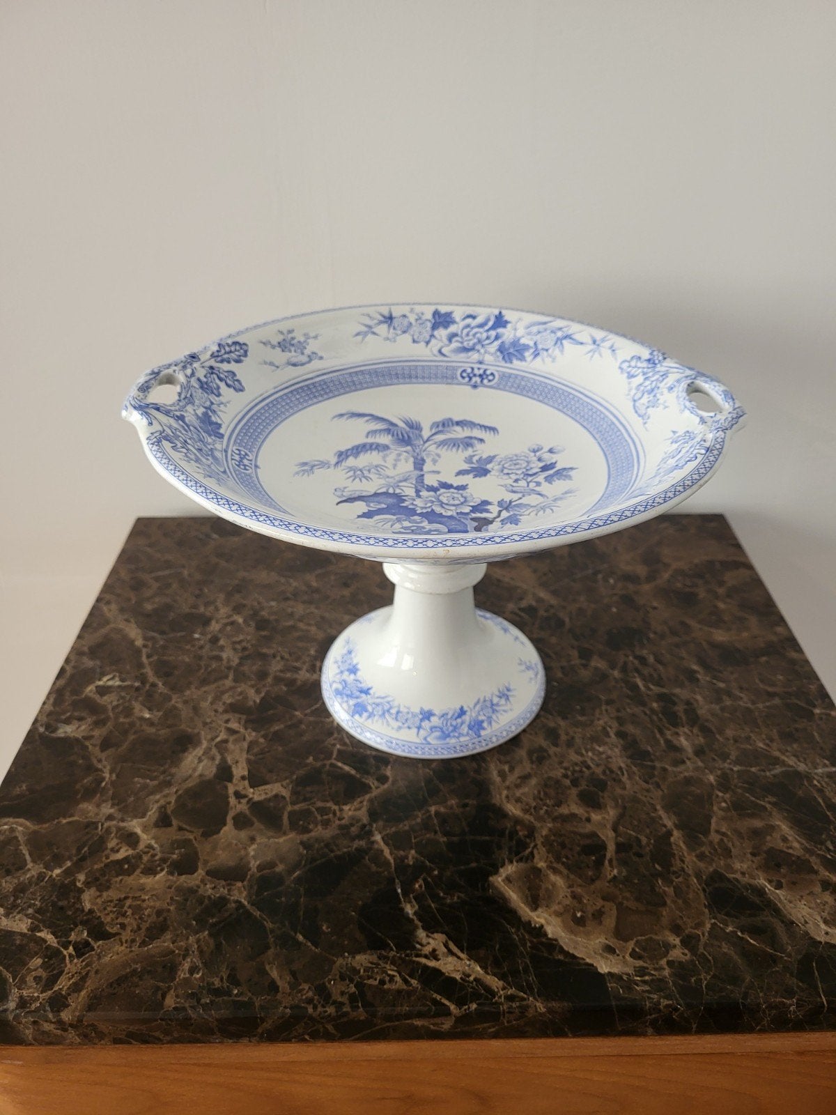 Antieke compoteschaal Wedgwood decor Palm 1880, Ophalen of Verzenden