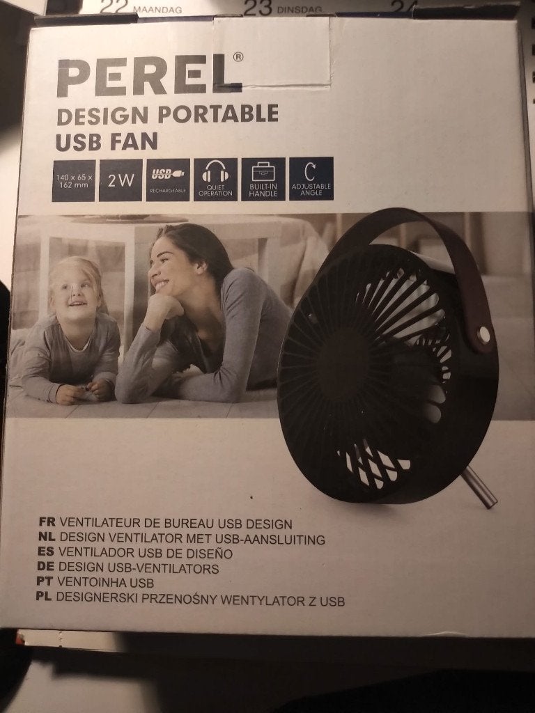 Mini design ventilator Perel *NIEUW*, Ophalen of Verzenden, Nieuw, Tafelventilator