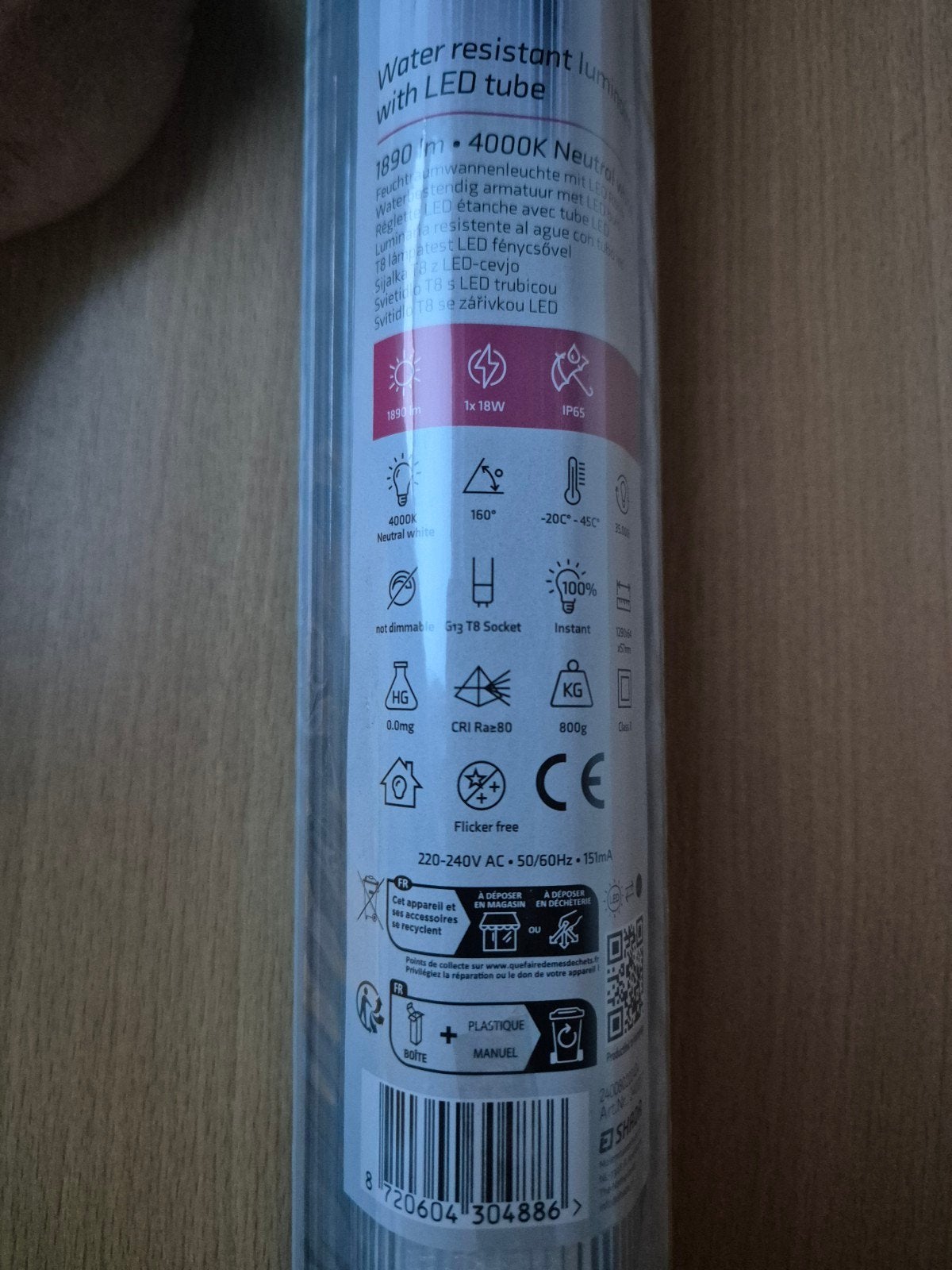 Waterbestendige LED armatuur met LED buis 120cm, Ophalen, Wit, Overige merken, Waterbestendig